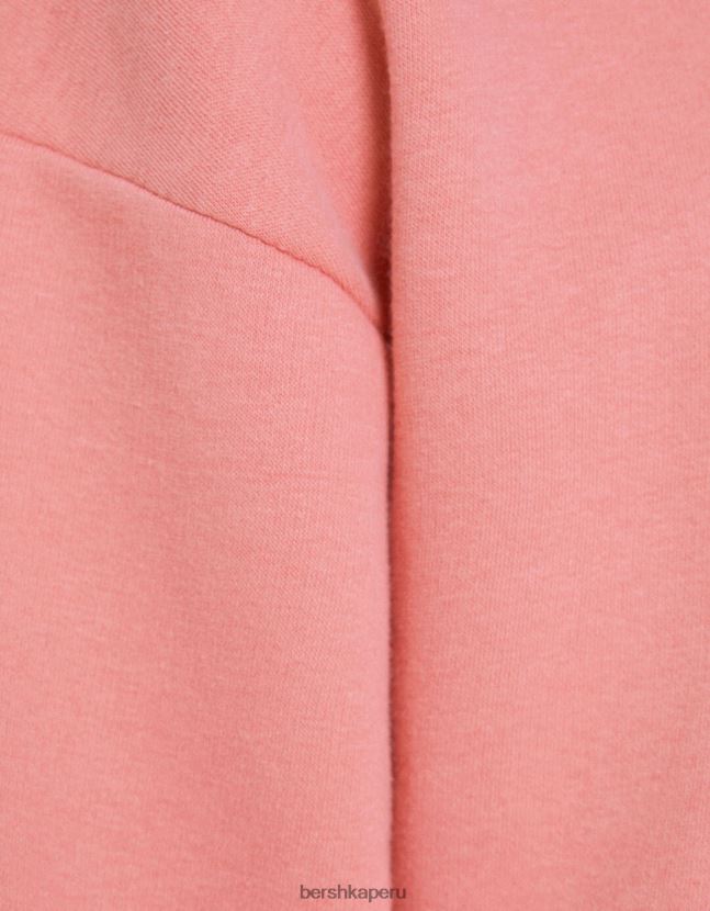 rosa Bershka hombres sudadera oversize con cuello redondo 806J6B2993