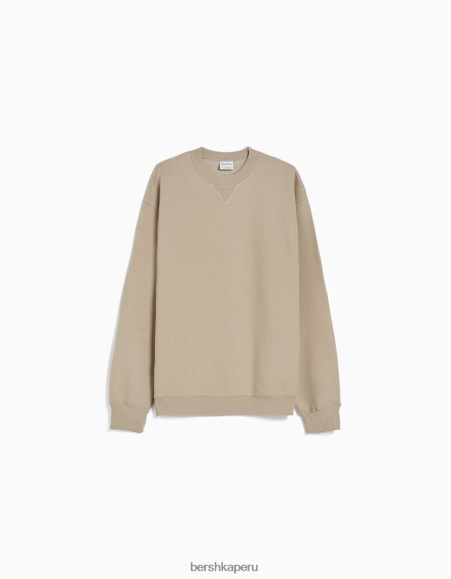 camello Bershka hombres suéter de cuello redondo 806J6B2950