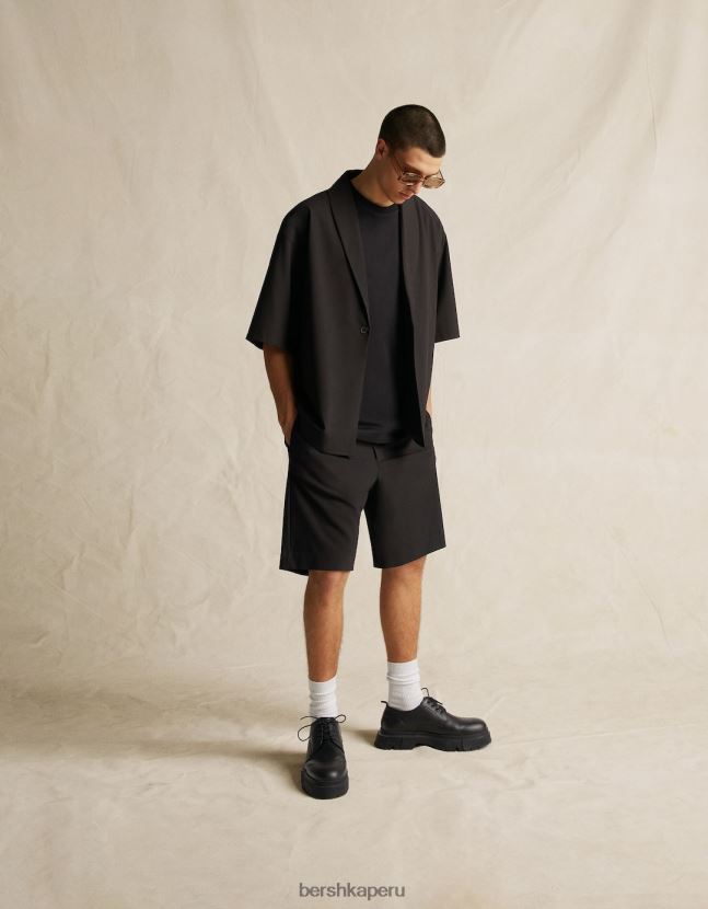 negro Bershka hombres zapatos de vestir con suela track 806J6B3457