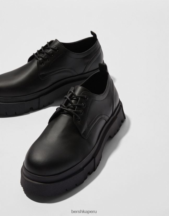 negro Bershka hombres zapatos de vestir con suela track 806J6B3457
