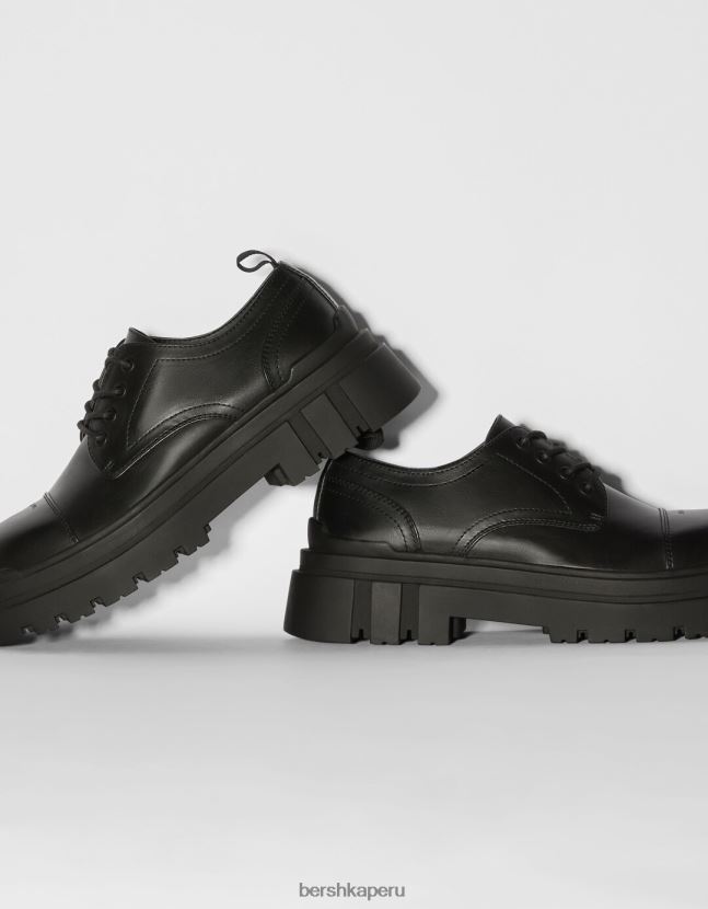 negro Bershka hombres zapatos de vestir con suela track 806J6B3458