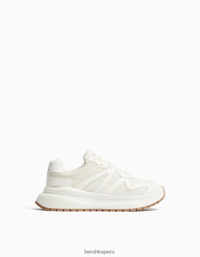 blanco Bershka hombres tenis de malla con suela gruesa 806J6B3520