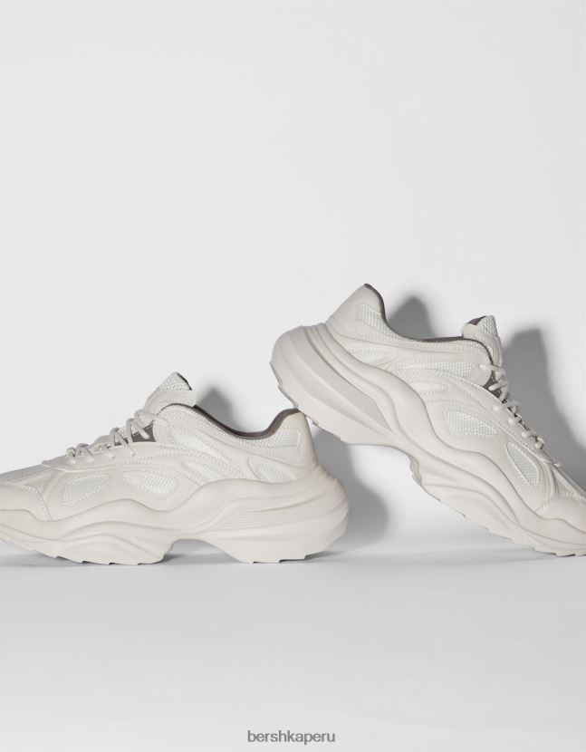 blanco Bershka hombres tenis gruesos de malla en contraste 806J6B3511