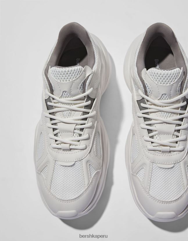 blanco Bershka hombres tenis gruesos de malla en contraste 806J6B3511