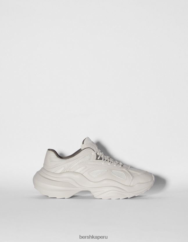 blanco Bershka hombres tenis gruesos de malla en contraste 806J6B3511