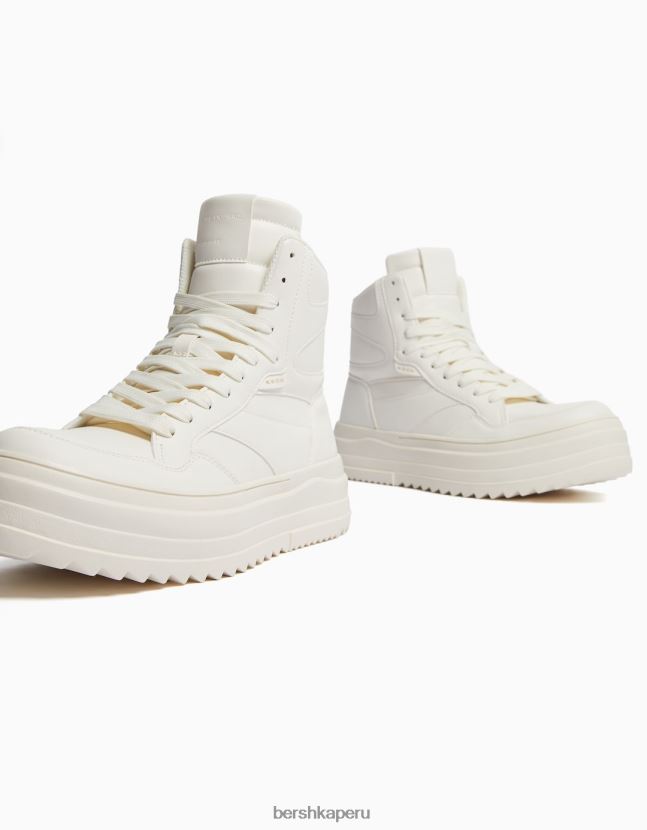 blanco Bershka hombres zapatillas altas con suela gruesa 806J6B3486