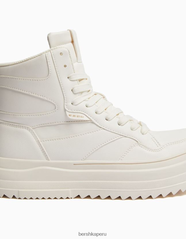 blanco Bershka hombres zapatillas altas con suela gruesa 806J6B3486