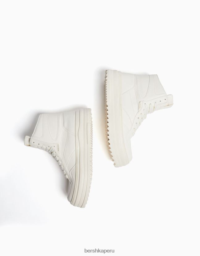 blanco Bershka hombres zapatillas altas con suela gruesa 806J6B3486