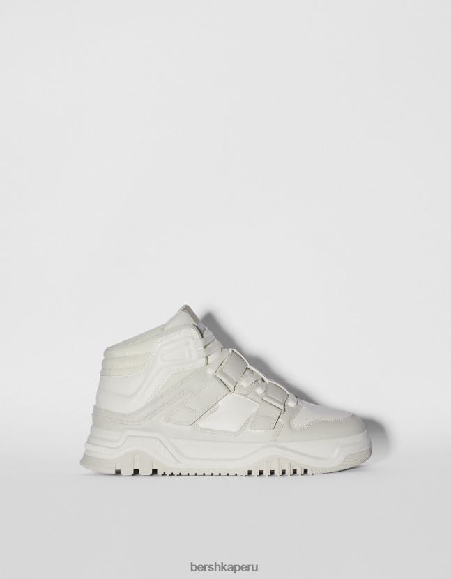 blanco Bershka hombres zapatillas altas con tiras removibles 806J6B3488