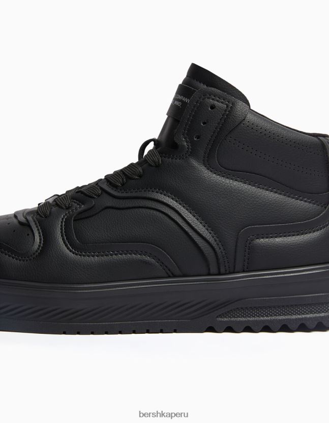 negro Bershka hombres tenis altos con varias capas 806J6B3491
