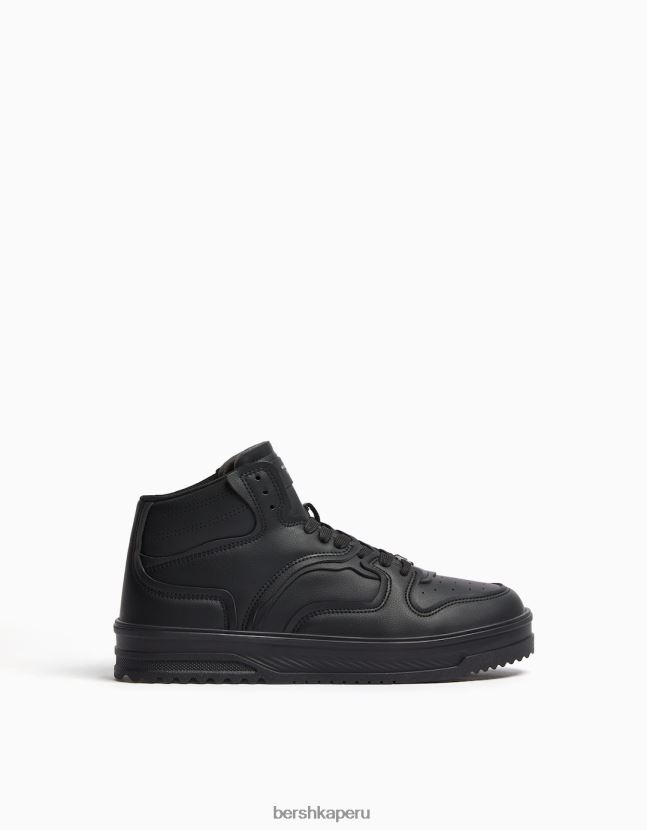 negro Bershka hombres tenis altos con varias capas 806J6B3491