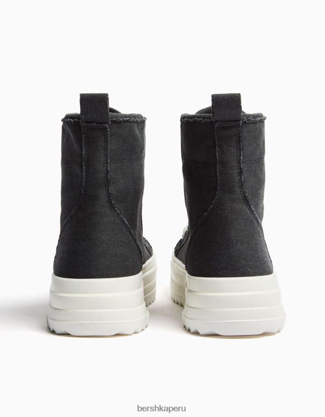 negro Bershka hombres zapatillas altas con suela gruesa 806J6B3504