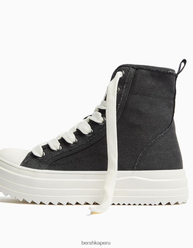 negro Bershka hombres zapatillas altas con suela gruesa 806J6B3504