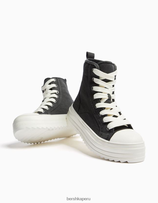 negro Bershka hombres zapatillas altas con suela gruesa 806J6B3504