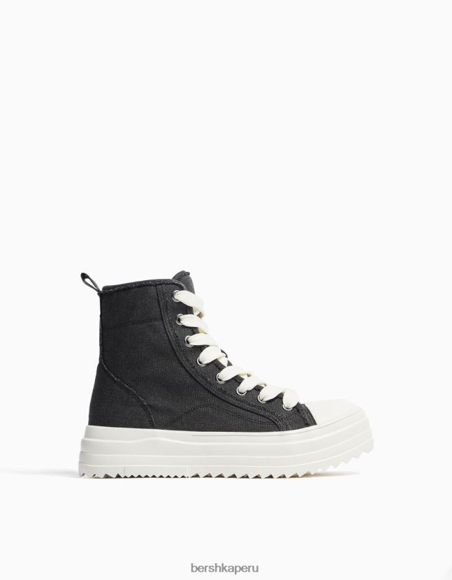 negro Bershka hombres zapatillas altas con suela gruesa 806J6B3504