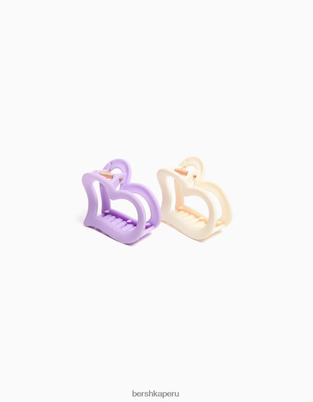 Violeta Bershka mujer juego de 2 pinzas para el cabello con corazón de goma 806J6B2581