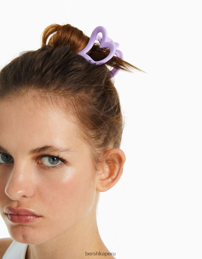 Violeta Bershka mujer juego de 2 pinzas para el cabello con corazón de goma 806J6B2581