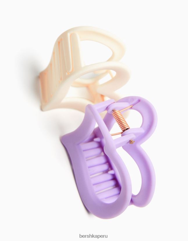 Violeta Bershka mujer juego de 2 pinzas para el cabello con corazón de goma 806J6B2581