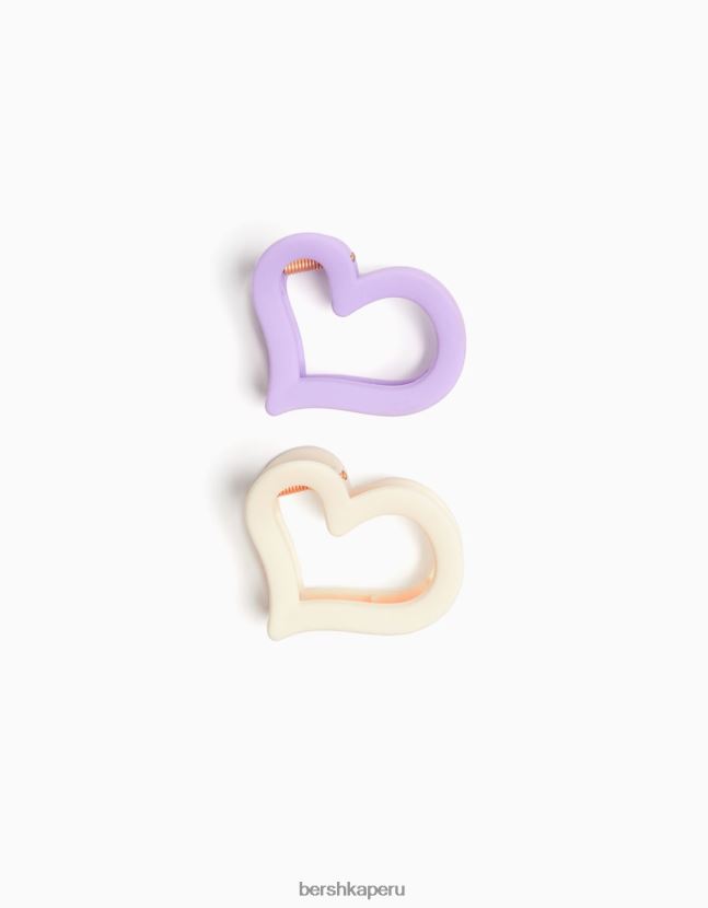 Violeta Bershka mujer juego de 2 pinzas para el cabello con corazón de goma 806J6B2581