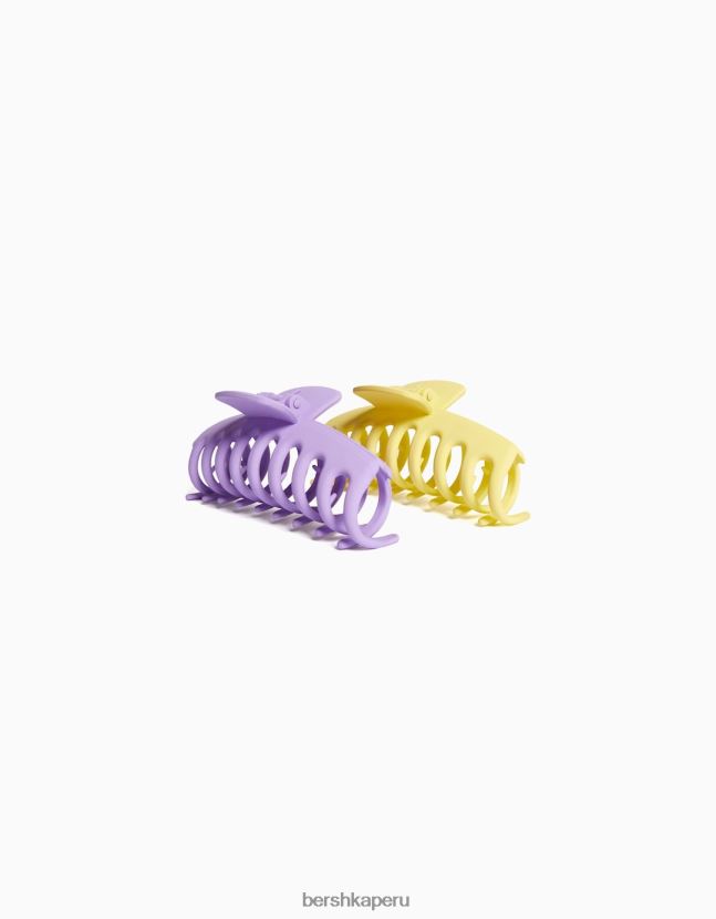 Violeta Bershka mujer juego de 2 pinzas para el cabello de colores 806J6B2570