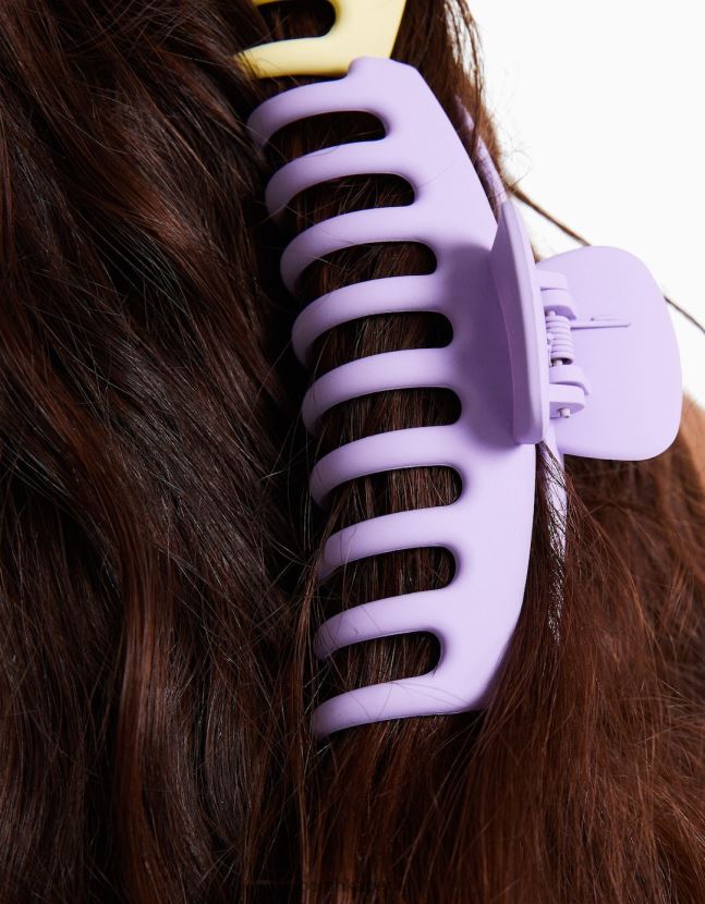 Violeta Bershka mujer juego de 2 pinzas para el cabello de colores 806J6B2570