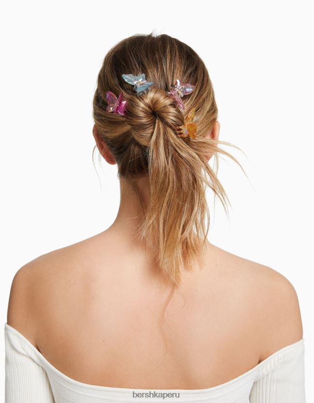 Violeta Bershka mujer juego de 4 pinzas para el pelo de mariposa de colores 806J6B2573