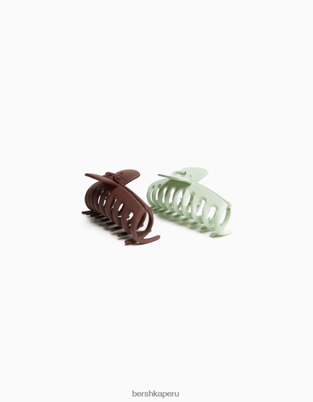 marrón Bershka mujer juego de 2 pinzas para el cabello de colores 806J6B2564