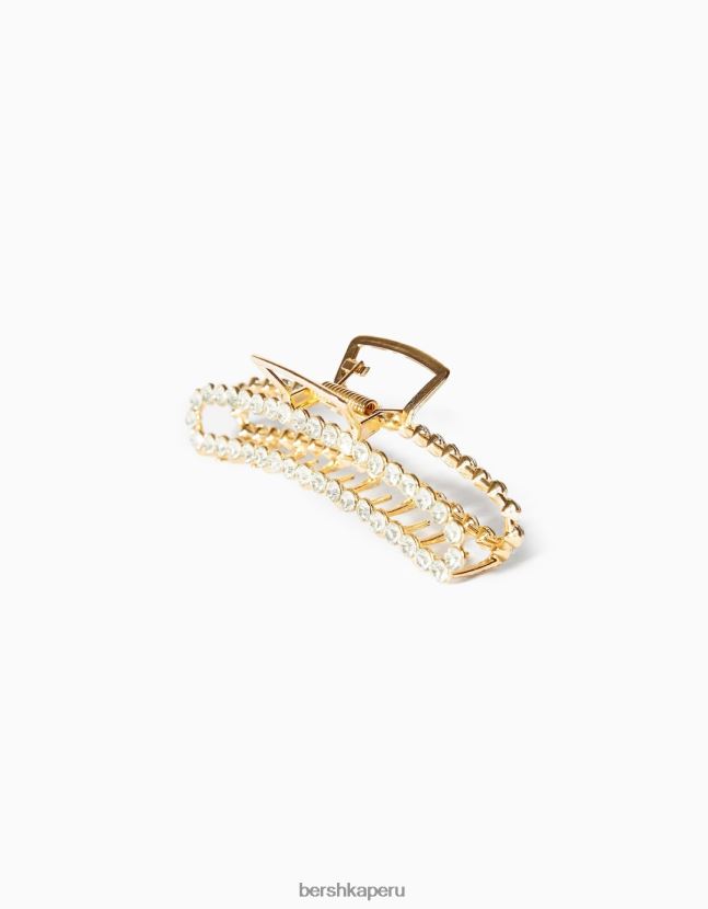 oro Bershka mujer pasador de pelo de metal con diamantes de imitación 806J6B2562