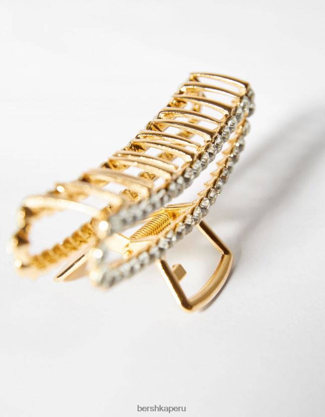 oro Bershka mujer pasador de pelo de metal con diamantes de imitación 806J6B2562