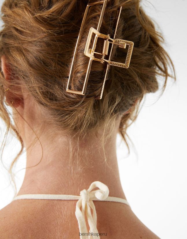 oro Bershka mujer pasador para el pelo rectangular efecto metal 806J6B2563