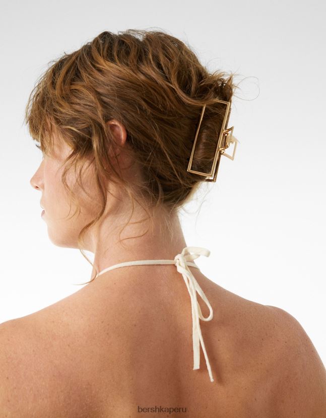 oro Bershka mujer pasador para el pelo rectangular efecto metal 806J6B2563