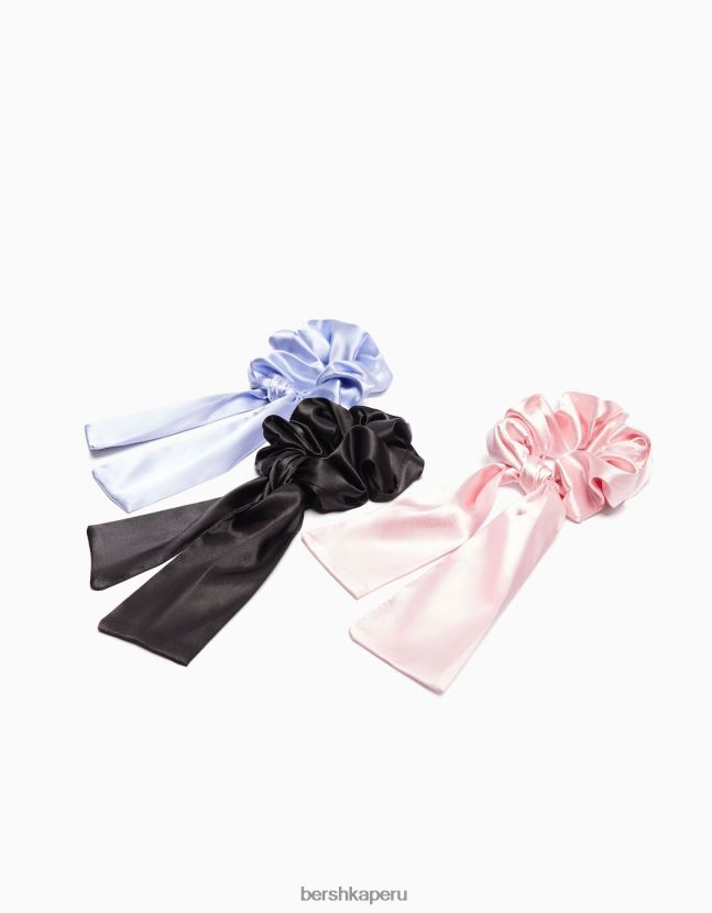 rosa Bershka mujer juego de 3 gomas para el pelo con lazo de satén 806J6B2578