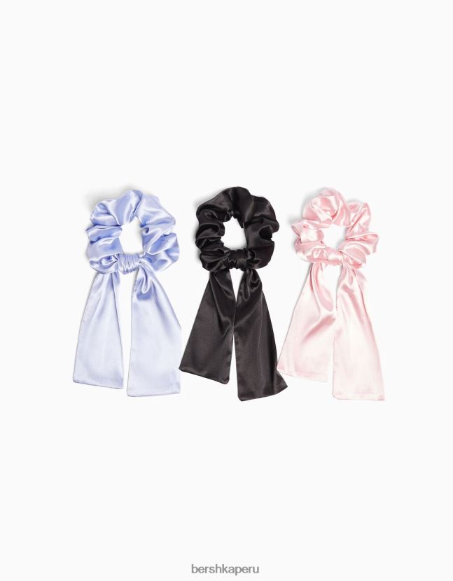 rosa Bershka mujer juego de 3 gomas para el pelo con lazo de satén 806J6B2578