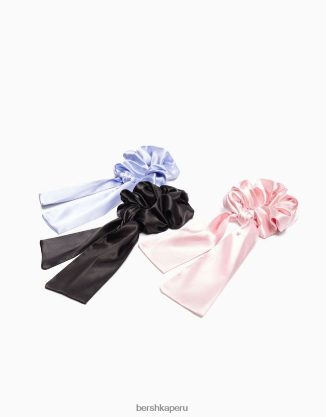 rosa Bershka mujer juego de 3 gomas para el pelo con lazo de satén 806J6B2579