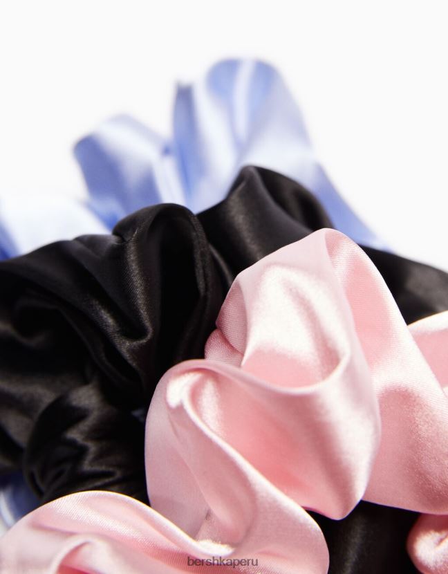 rosa Bershka mujer juego de 3 gomas para el pelo con lazo de satén 806J6B2579