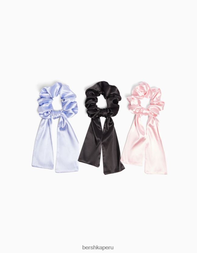 rosa Bershka mujer juego de 3 gomas para el pelo con lazo de satén 806J6B2579