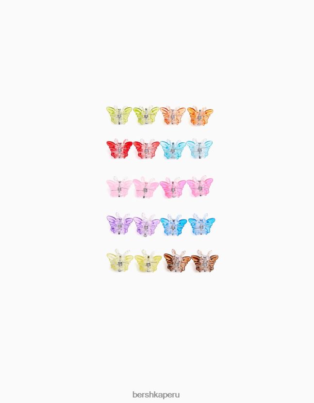 rosa Bershka mujer paquete de 20 pinzas para el pelo de mariposa 806J6B2584