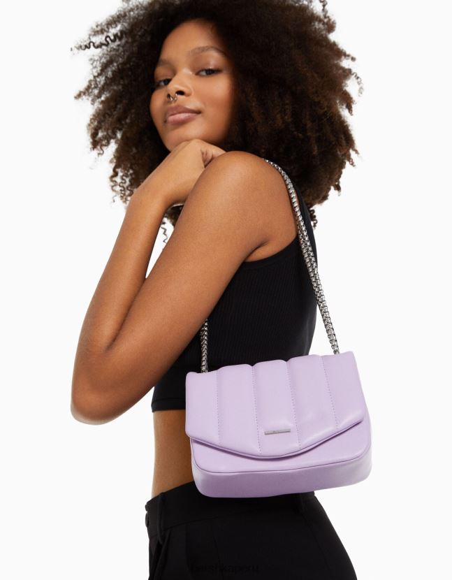 Violeta Bershka mujer bolsa de cadena capitonada vertical 806J6B2408