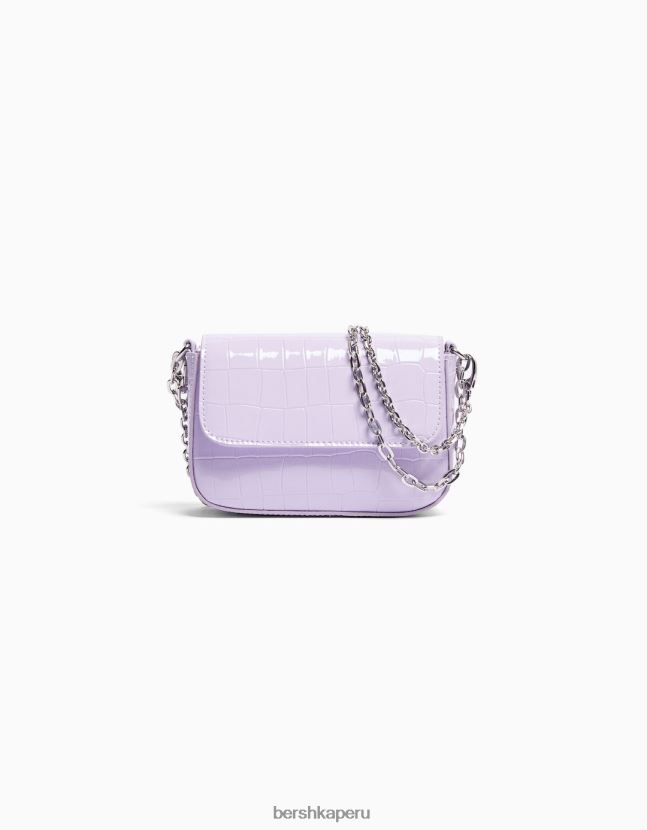 Violeta Bershka mujer bolso de mano con cadena de charol 806J6B2384