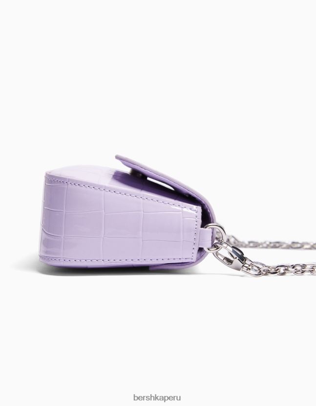 Violeta Bershka mujer bolso de mano con cadena de charol 806J6B2384