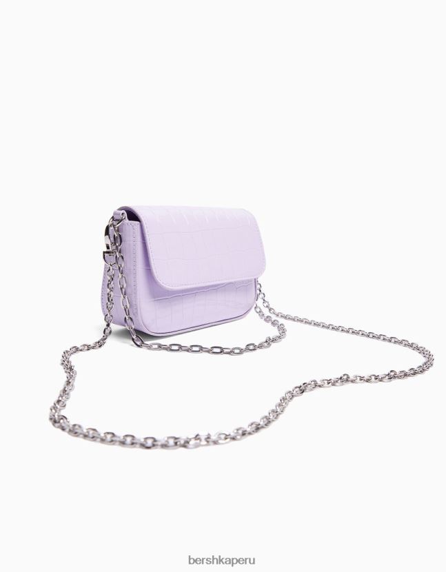 Violeta Bershka mujer bolso de mano con cadena de charol 806J6B2384
