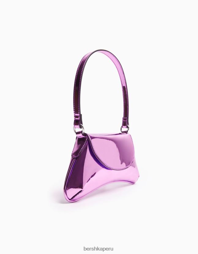 Violeta Bershka mujer bolso metalizado de colores con asa 806J6B2380