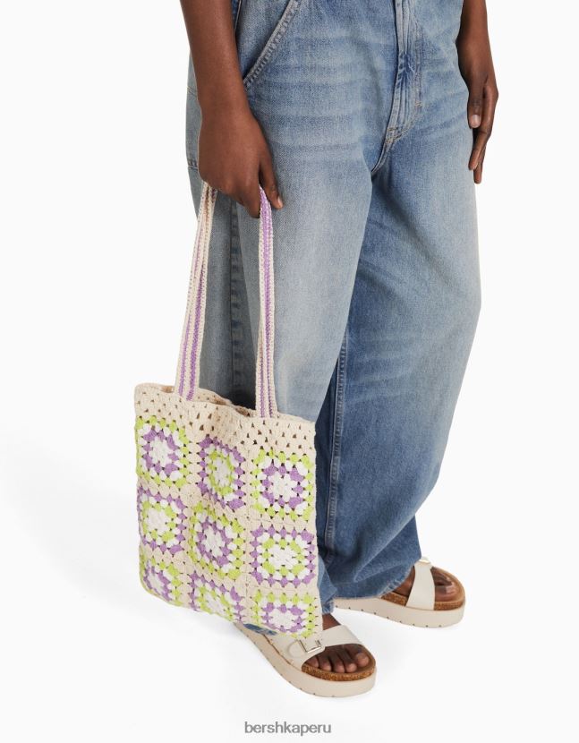 Violeta Bershka mujer bolso shopper de ganchillo 806J6B2375