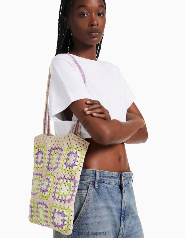Violeta Bershka mujer bolso shopper de ganchillo 806J6B2375