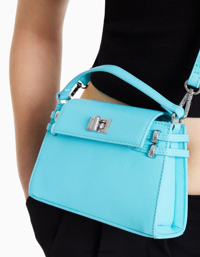 azul Bershka mujer minibolso trapezoidal con correa 806J6B2349