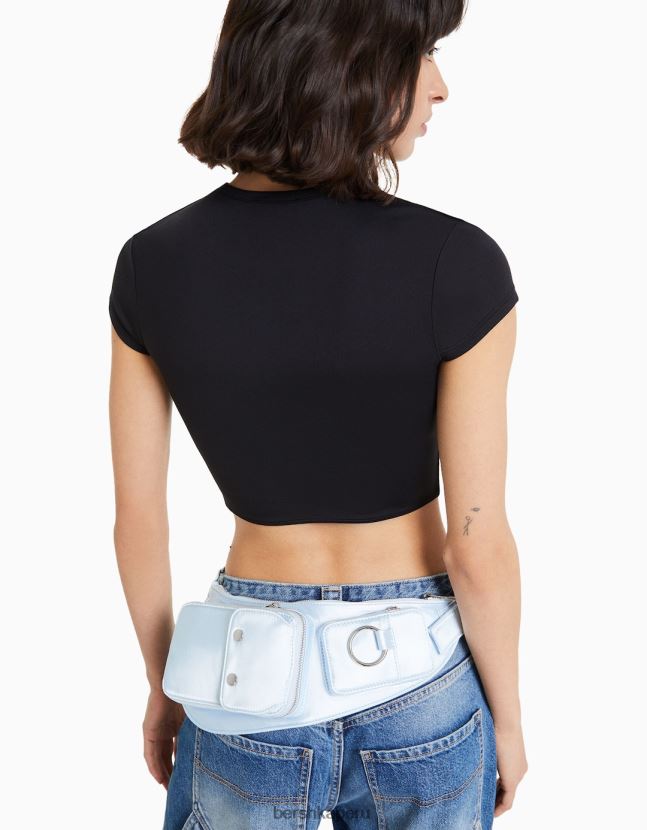 azul claro Bershka mujer riñonera utilitaria con bolsillos 806J6B2367
