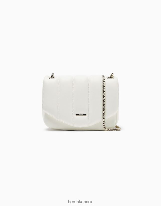 blanco Bershka mujer bolsa de cadena capitonada vertical 806J6B2409