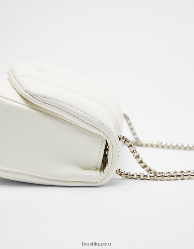 blanco Bershka mujer bolsa de cadena capitonada vertical 806J6B2409