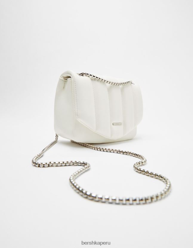 blanco Bershka mujer bolsa de cadena capitonada vertical 806J6B2409