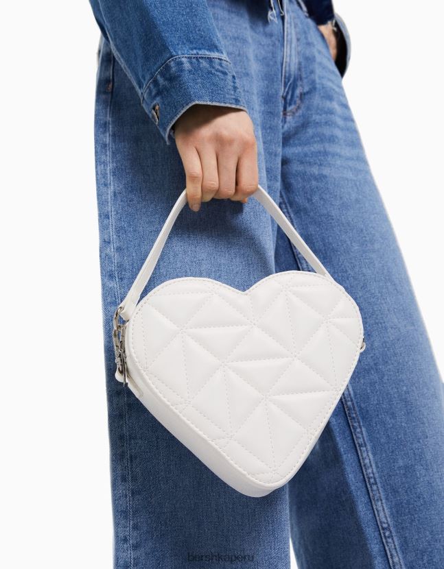 blanco Bershka mujer bolsa de corazón acolchada con correa ajustable 806J6B2414